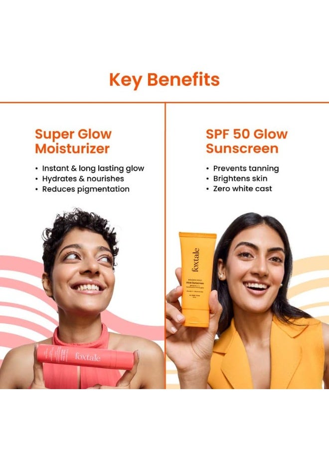 Foxtale Eternal Glow Combo | Super Glow Face Wash 100ml+ Vit C Glutathione Serum 30ml+ Super Glow Moisturizer 50ml+ SPF 50 Glow Sunscreen 50ml | Cleanses, brightens, hydrates & protects | All skin types - Image 3